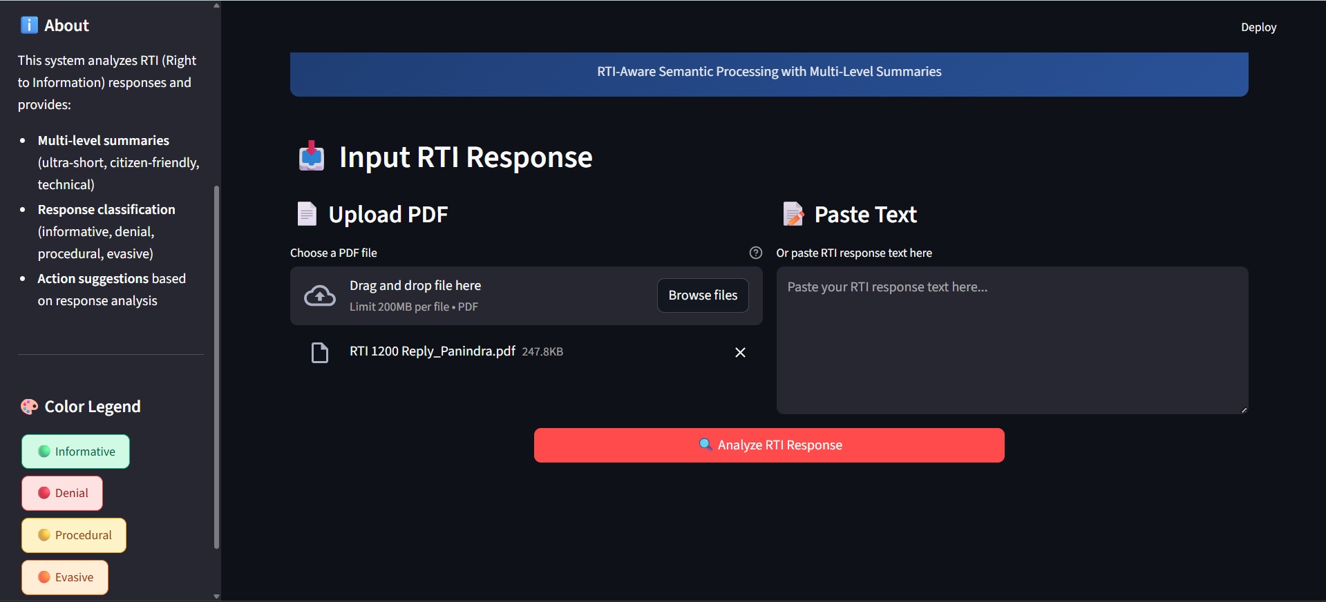 RTI-Aware Response Summarization System